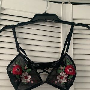 Black floral bralette